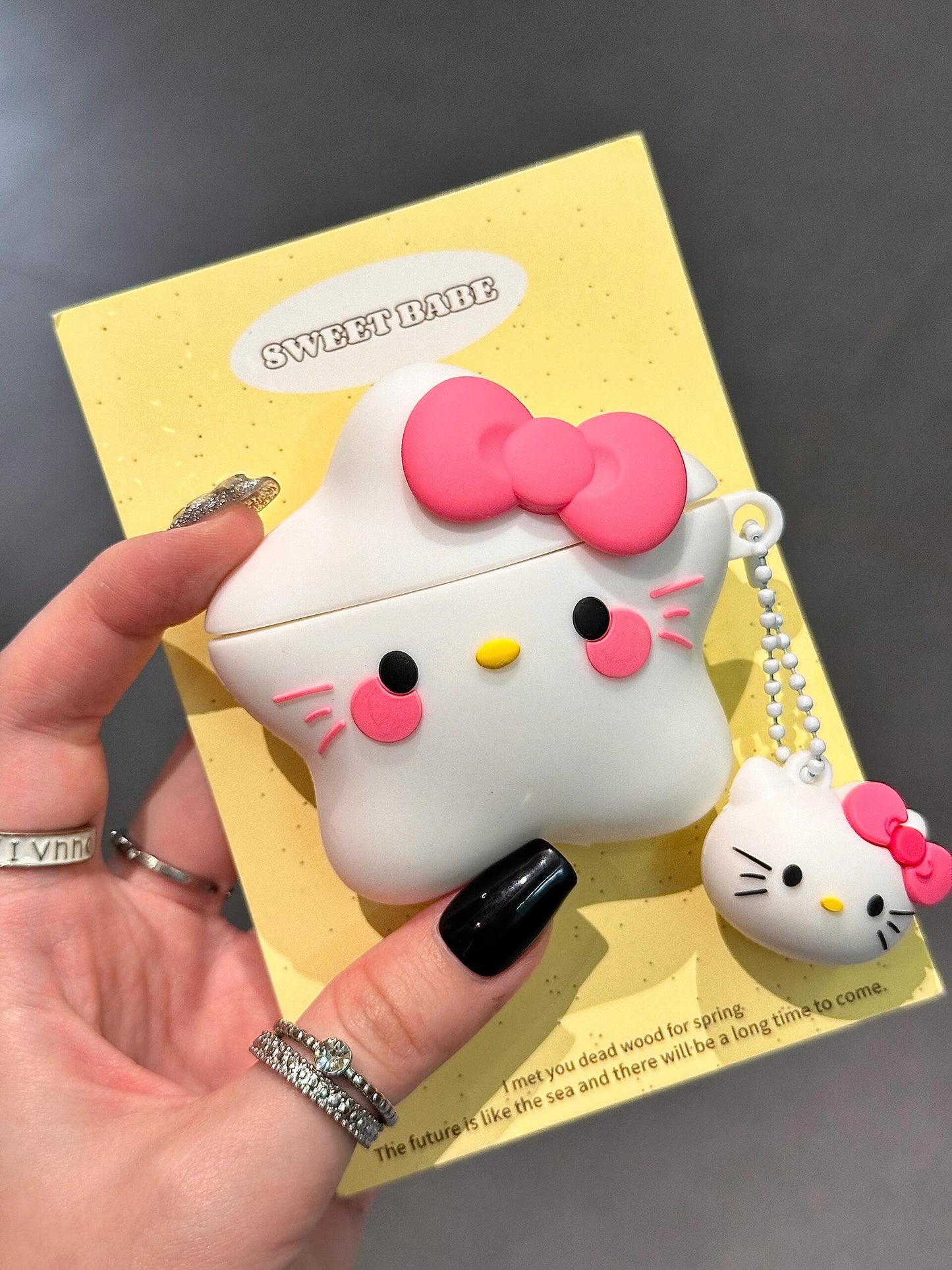 Hellokitty White Star Shape Silicone Cute Kawaii AirPods Case #0160