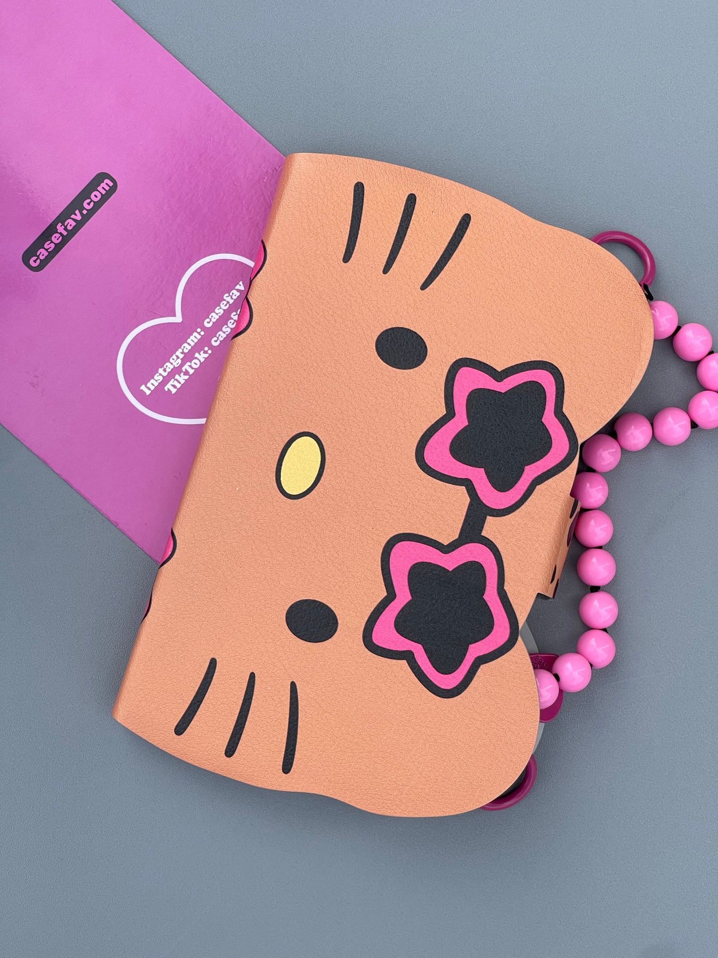 Tan Hellokitty Shape Leopard Bikini Flip Phone Case Cute Kawaii Phone Case With Chain#0242