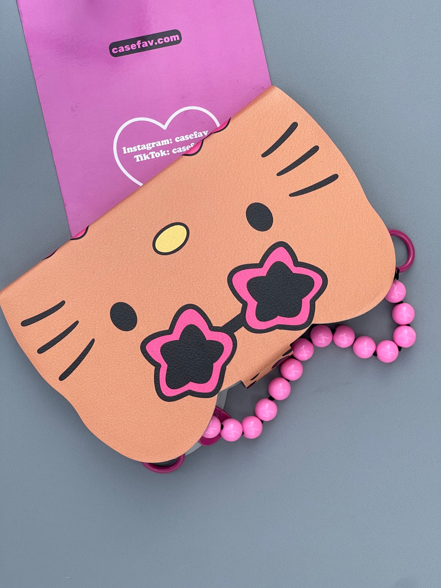 Tan Hellokitty Shape Leopard Bikini Flip Phone Case Cute Kawaii Phone Case With Chain#0242