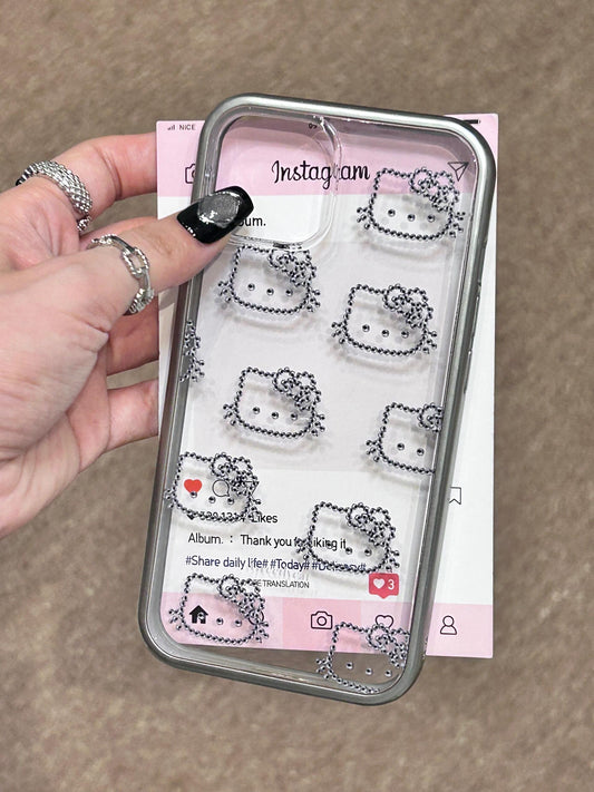 Hellokitty Silver Rhinestones Handmade Clear Cute Kawaii Phone Case #0034