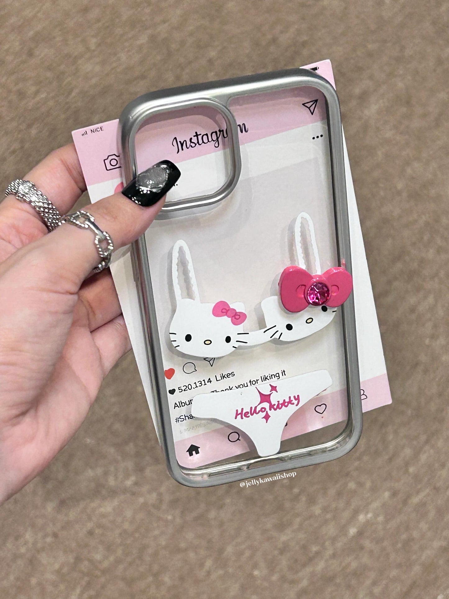 Hellokitty Bikini 3D Pink Bow Clear Cute Kawaii Phone Case #0033