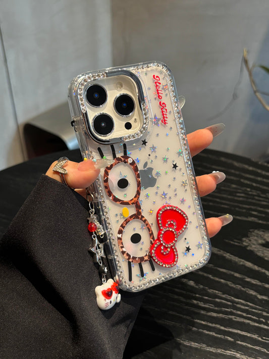 Hellokitty Eyeglasses Glitter Clear Cute Kawaii Phone Case #0477