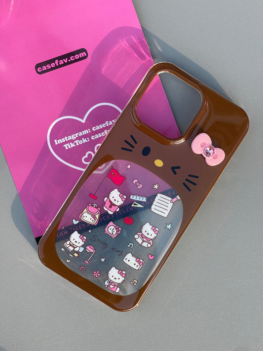 Tan Hellokitty Big Mouth Glitter Cute Kawaii Phone Case #0281