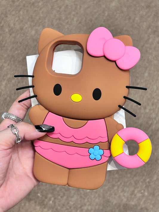 Hellokitty Bikini Swimming Circle Shape Silicone Cute Kawaii Phone Case #0028