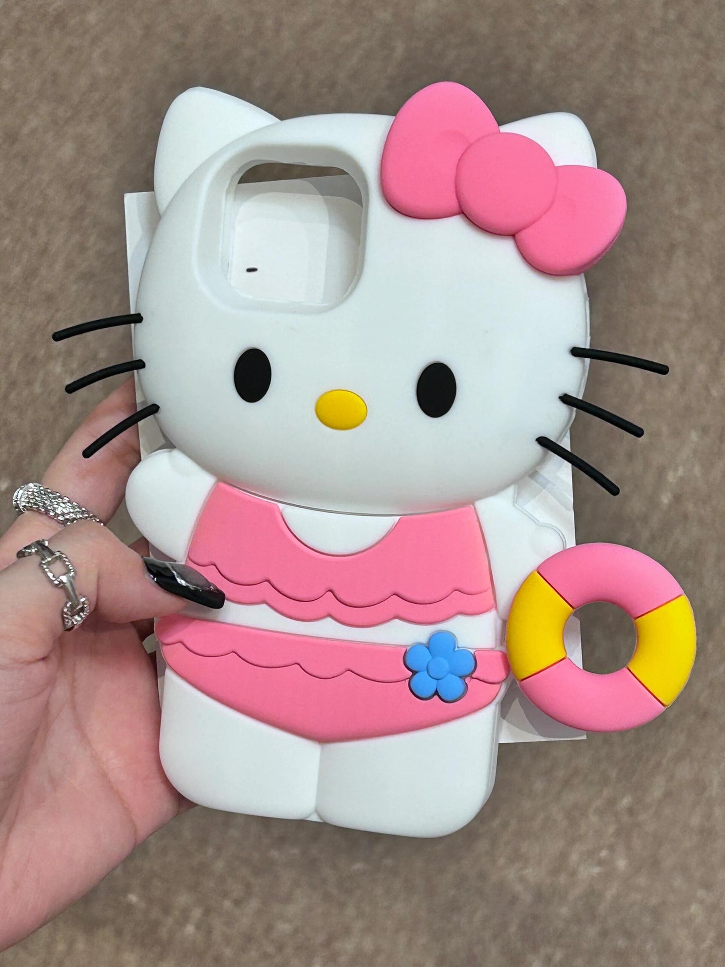 Hellokitty Bikini Swimming Circle Shape Silicone Cute Kawaii Phone Case #0028