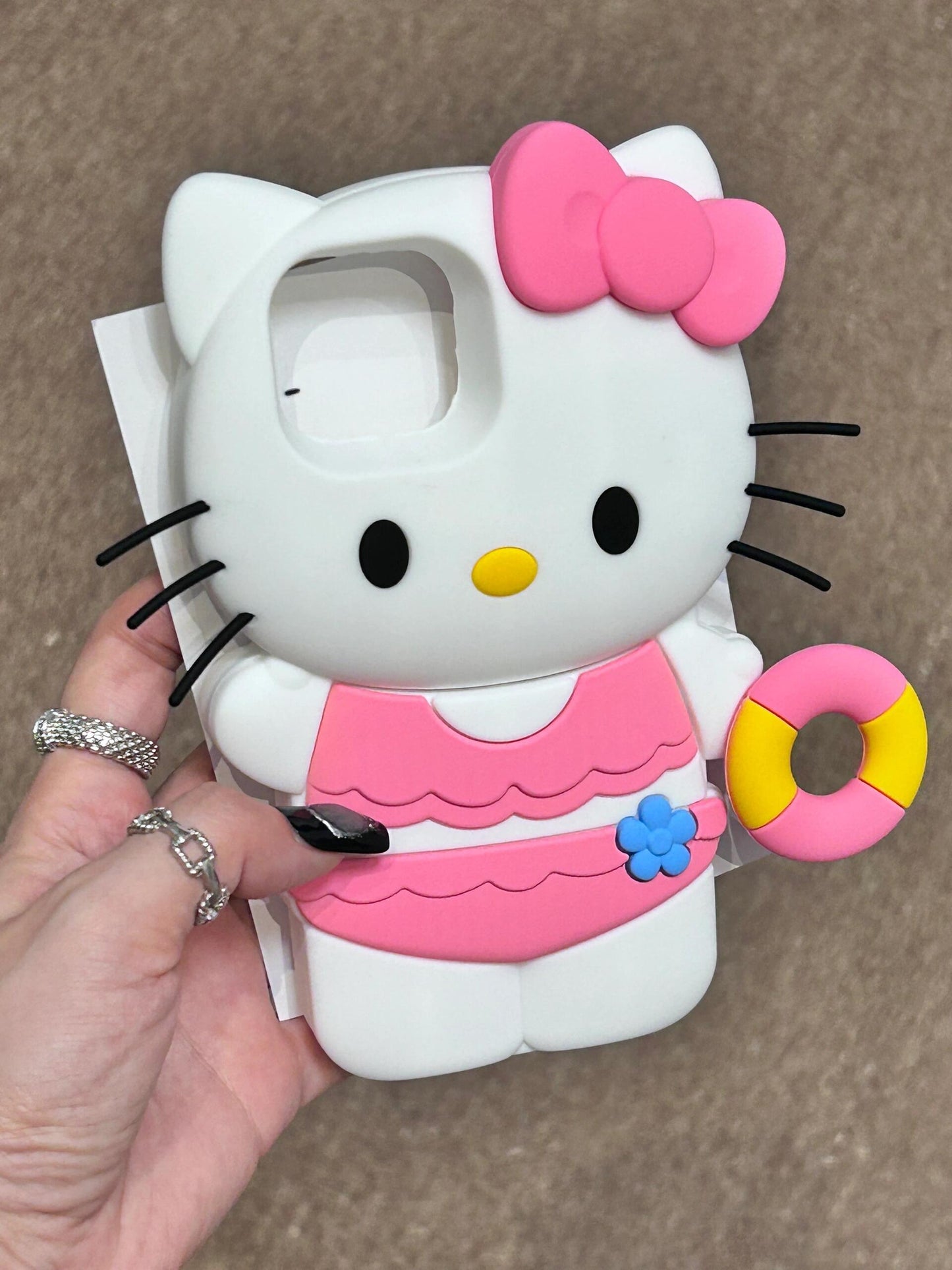 Hellokitty Bikini Swimming Circle Shape Silicone Cute Kawaii Phone Case #0028