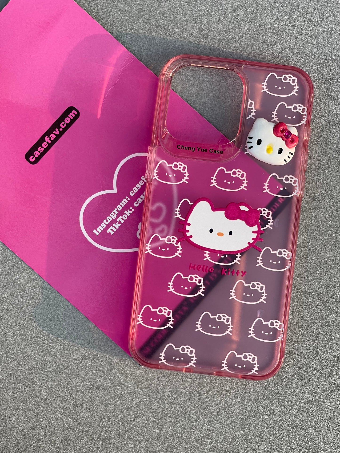 Hellokitty Pink Clear Cute Kawaii Phone Case with Phone Chain#0275