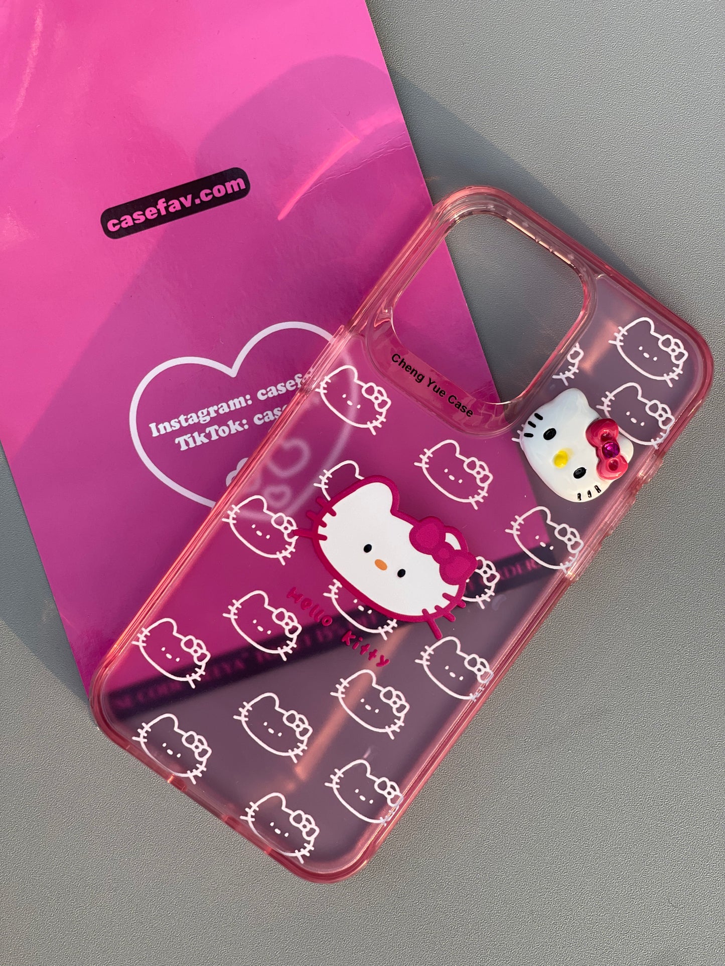 Hellokitty Pink Clear Cute Kawaii Phone Case with Phone Chain#0275