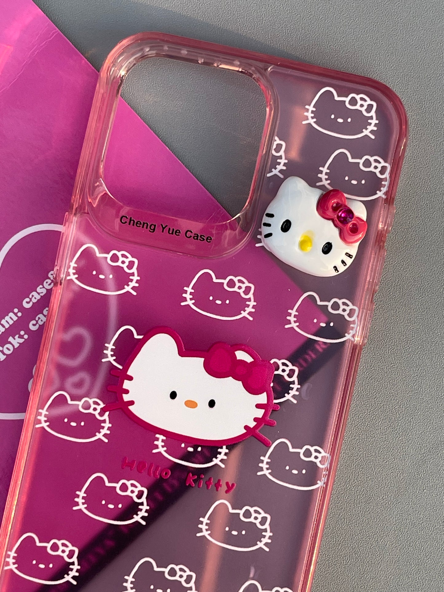 Hellokitty Pink Clear Cute Kawaii Phone Case with Phone Chain#0275