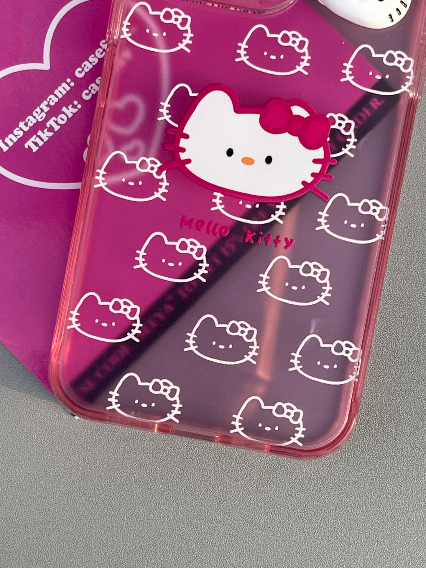 Hellokitty Pink Clear Cute Kawaii Phone Case with Phone Chain#0275