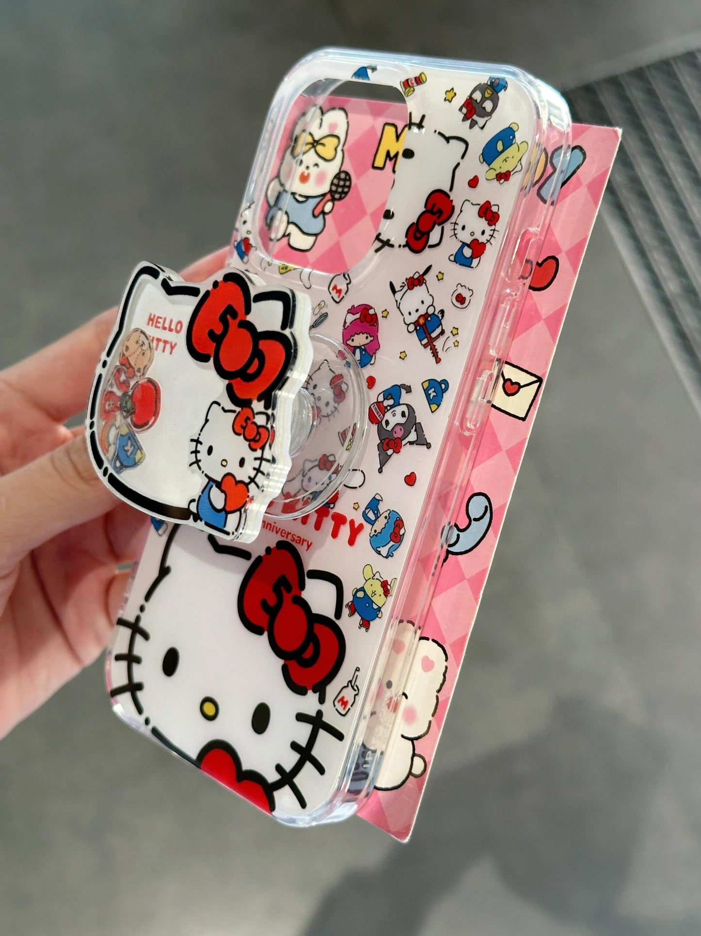 Hellokitty White Cute Kawaii Phone Case + Hellokitty Shaped Stand Holder / Phone Grip #0169