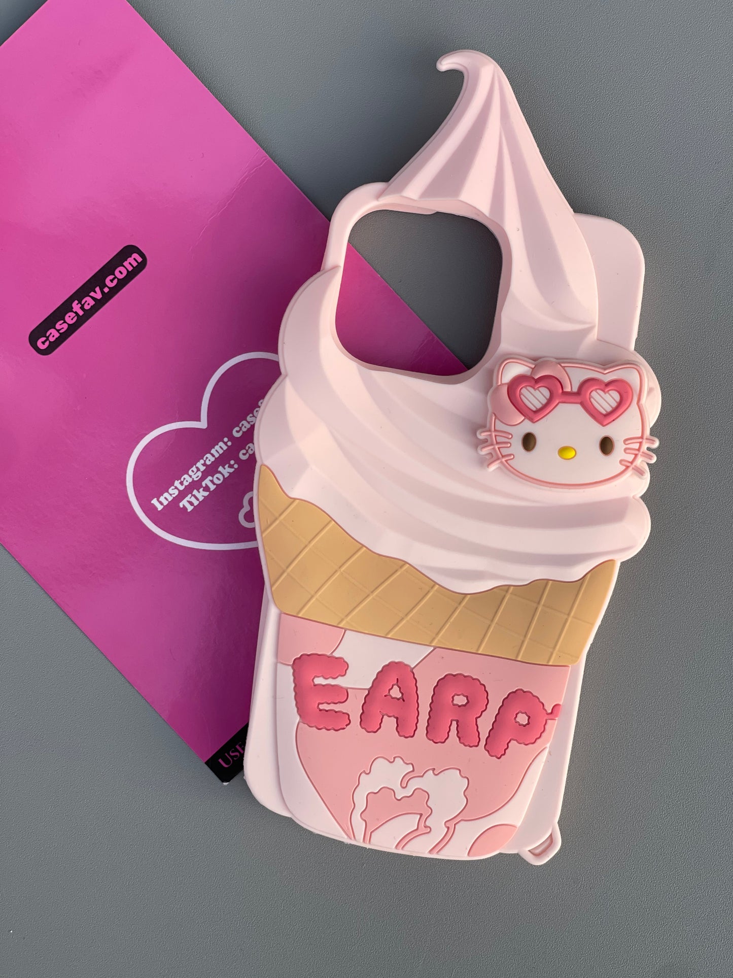 Hellokitty Pink Ice cream Shape Silicone Cute Kawaii Phone Case  #0298