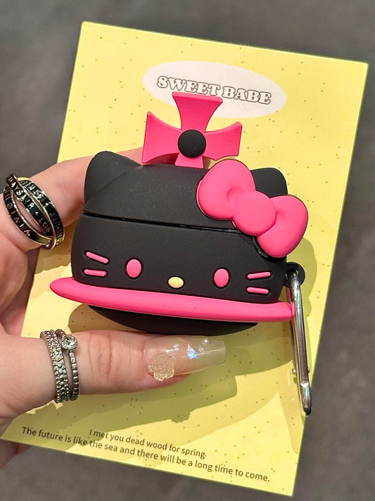 Hellokitty Black Saturn Shape Silicone Cute Kawaii AirPods Case #0168