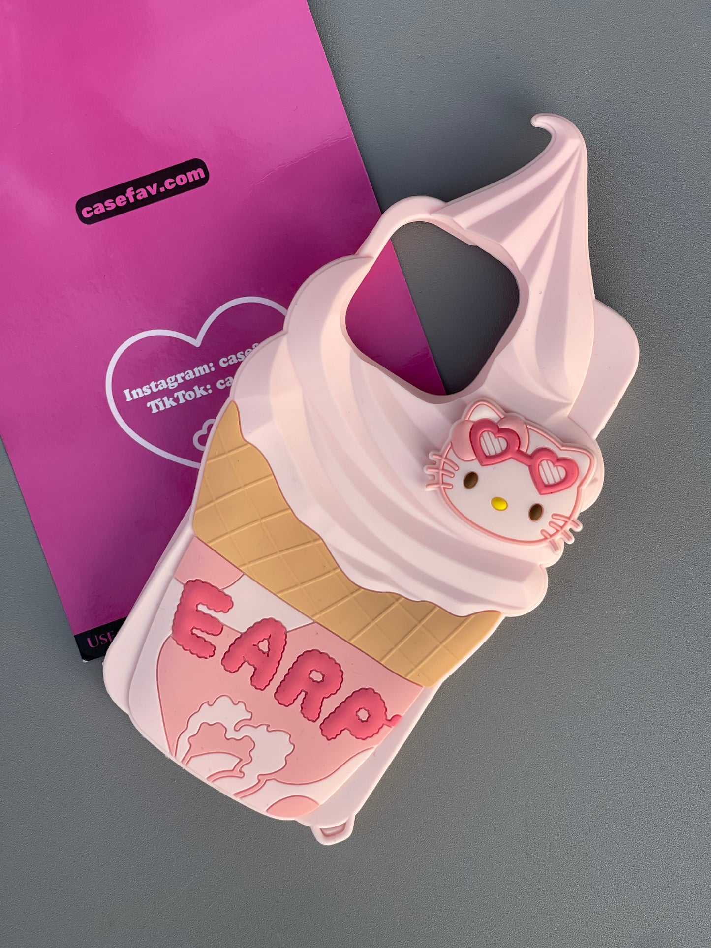 Hellokitty Pink Ice cream Shape Silicone Cute Kawaii Phone Case  #0298