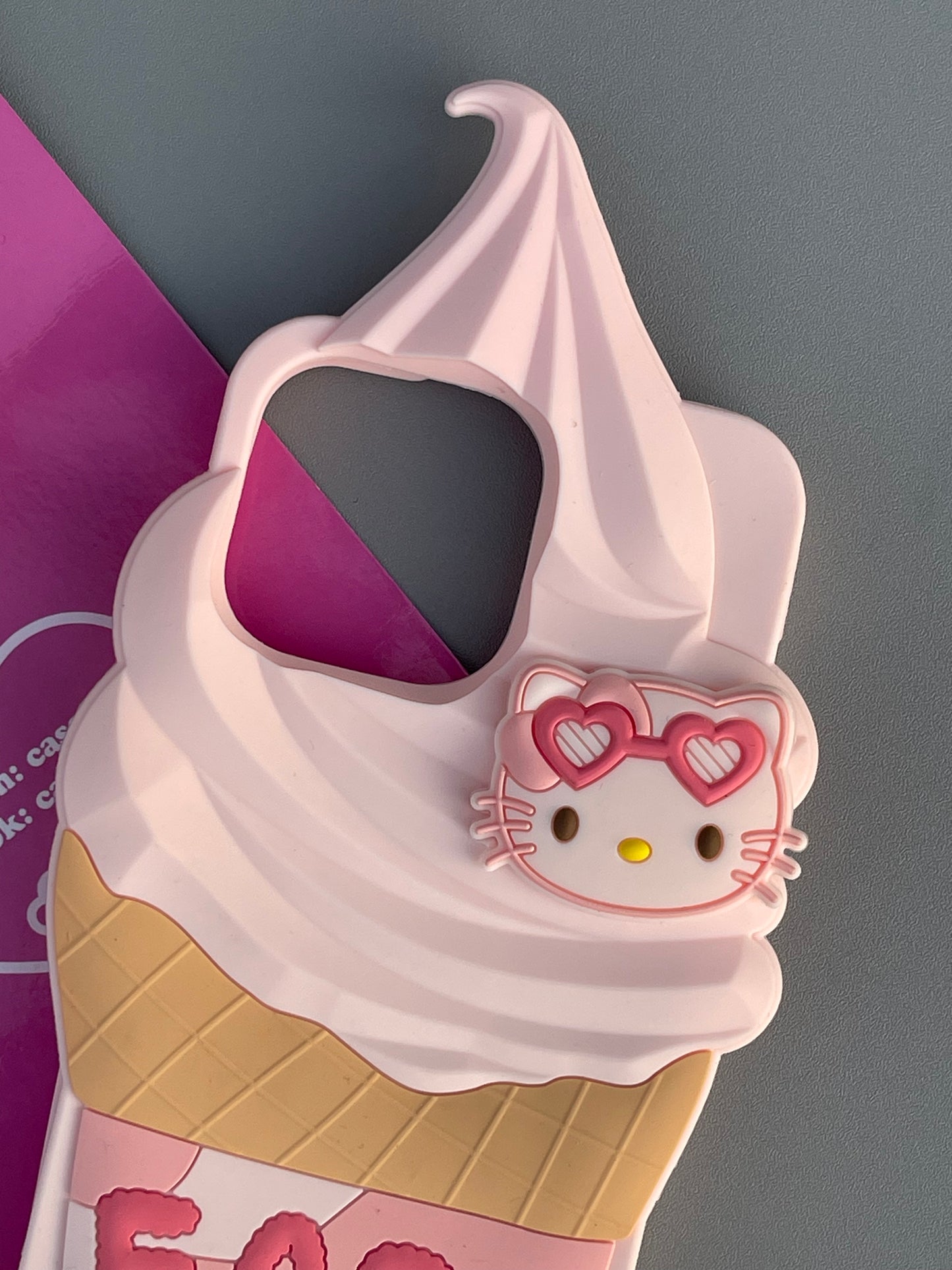 Hellokitty Pink Ice cream Shape Silicone Cute Kawaii Phone Case  #0298