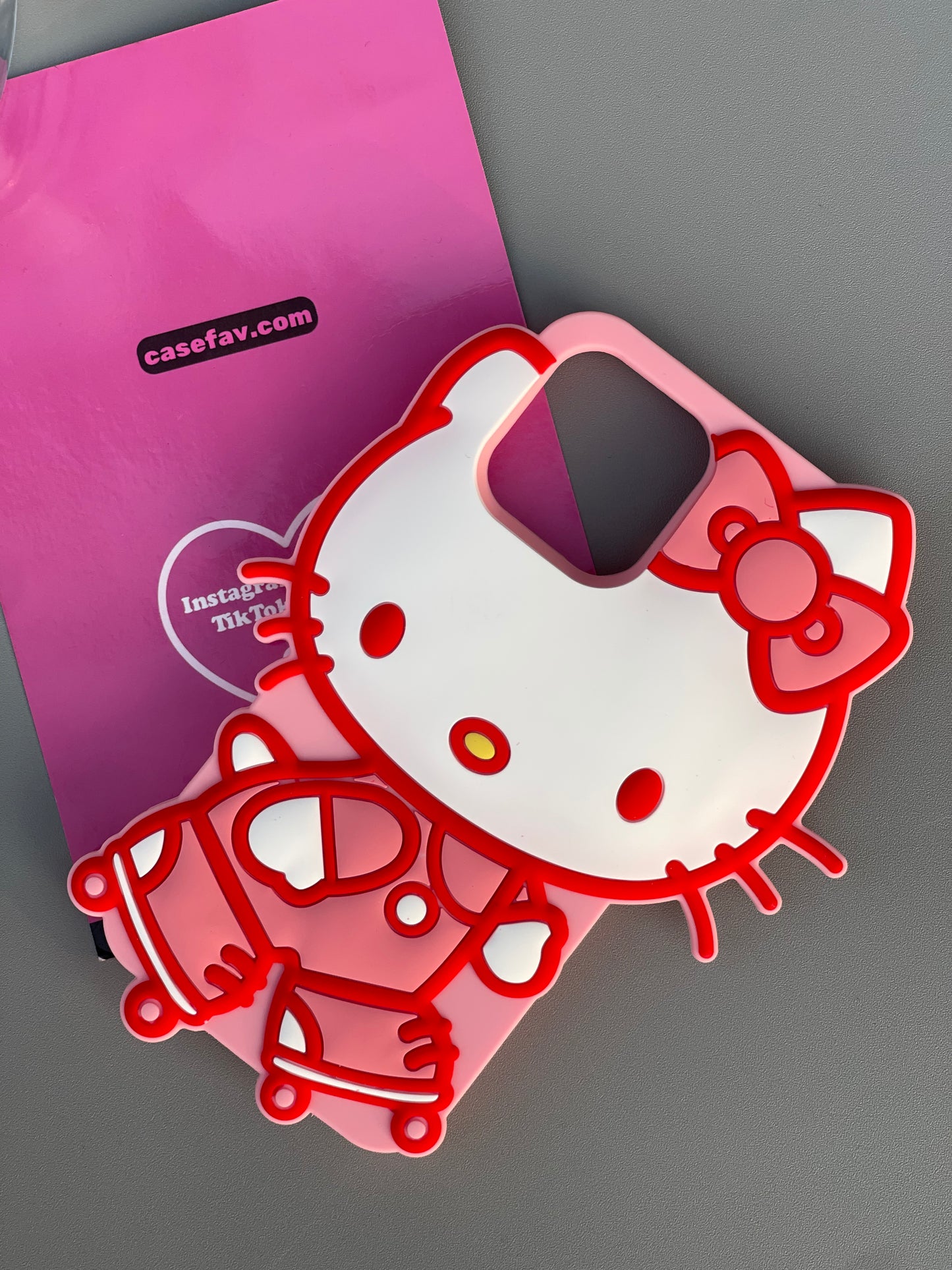 Hellokitty Skating Shape Silicone Cute Kawaii Phone Case with Phone Chain#0278