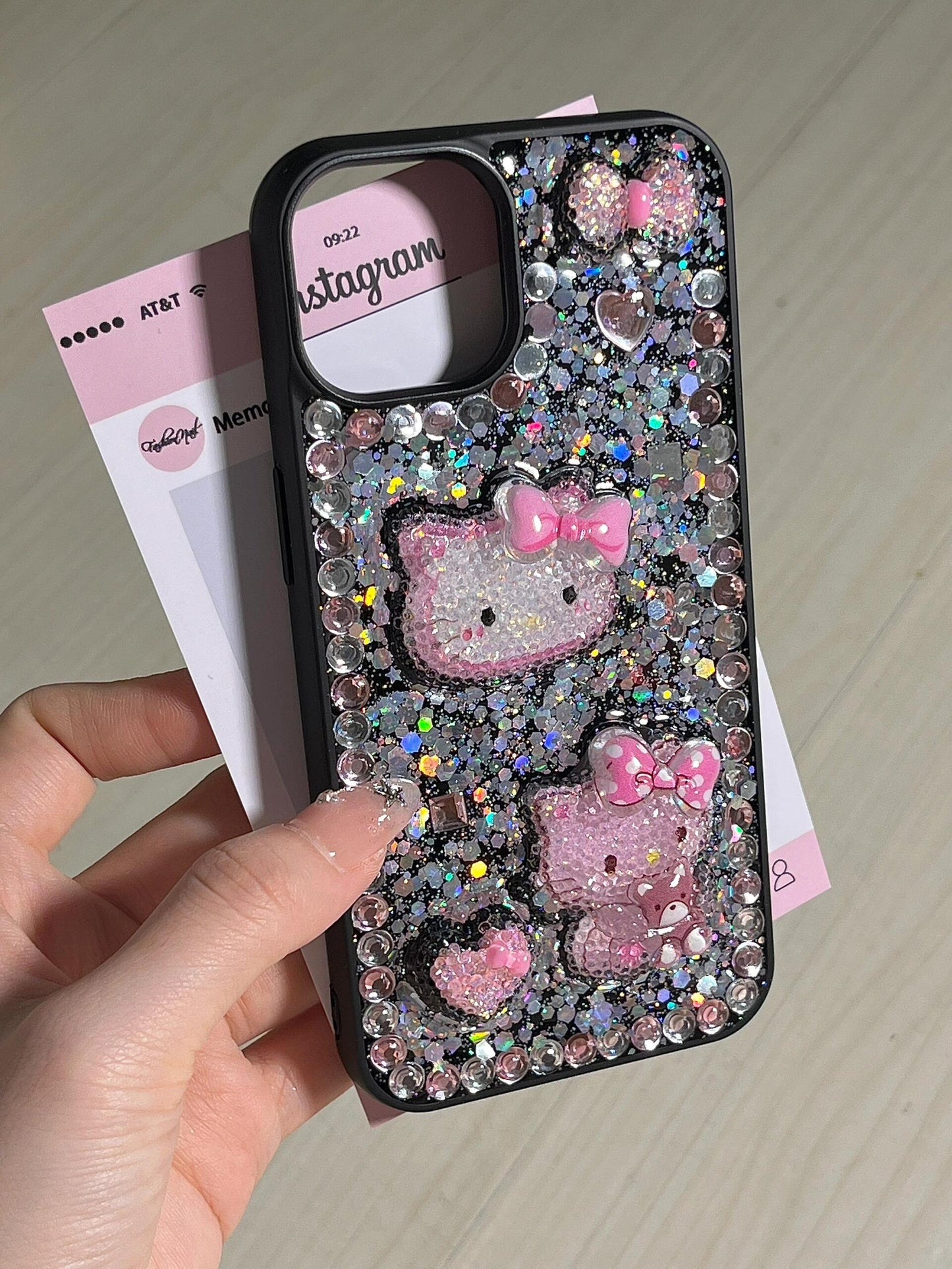 Hellokitty 3D Pattern Rhinestone Handmade Diamond Clear Phone Case #0051