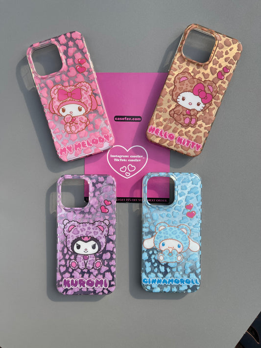 Sanrio Leopard Print Glitter Texture Cute Kawaii Phone Case #0320