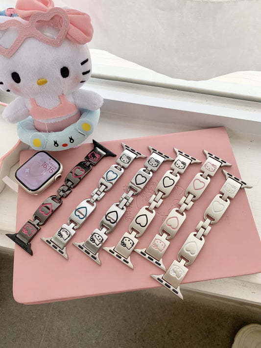 Hellokitty Apple Watch Band Jewelry Metal Strap Bands  for iWatch Series wb#0004