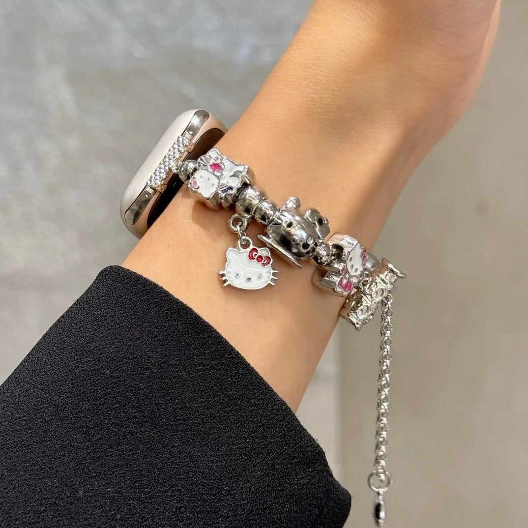 Hellokitty Charm Bracelet Adjustable Apple Watch Band Jewelry Metal Strap Bands  for iWatch Series wb#0007