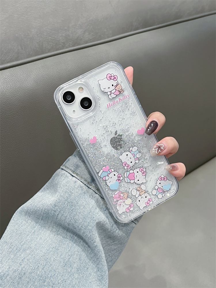 Sanrio Bling Glitter Liquid Quicksand Clear Cute Kawaii Phone Case #0173