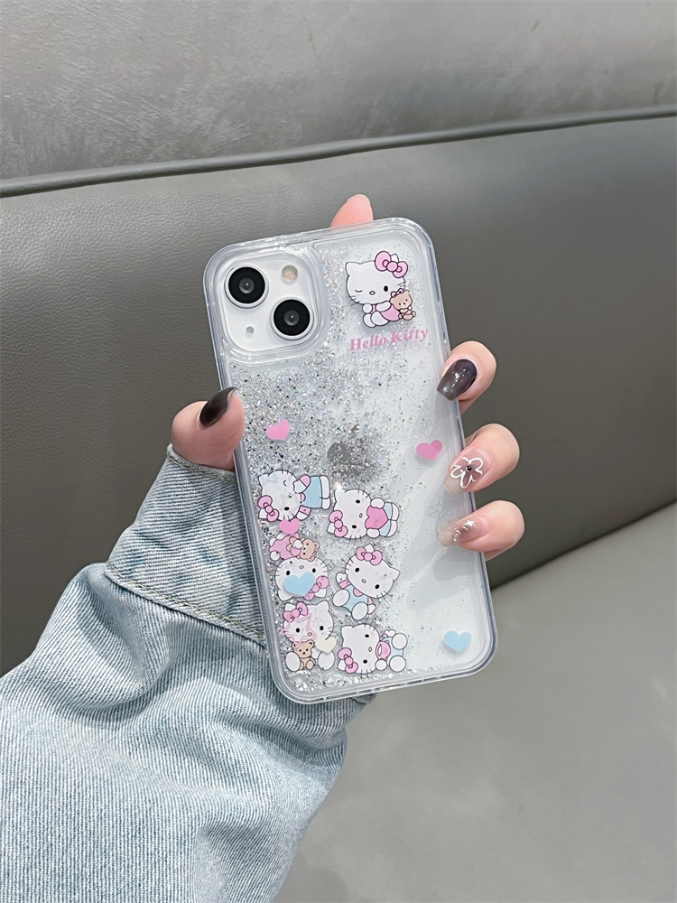 Sanrio Bling Glitter Liquid Quicksand Clear Cute Kawaii Phone Case #0173