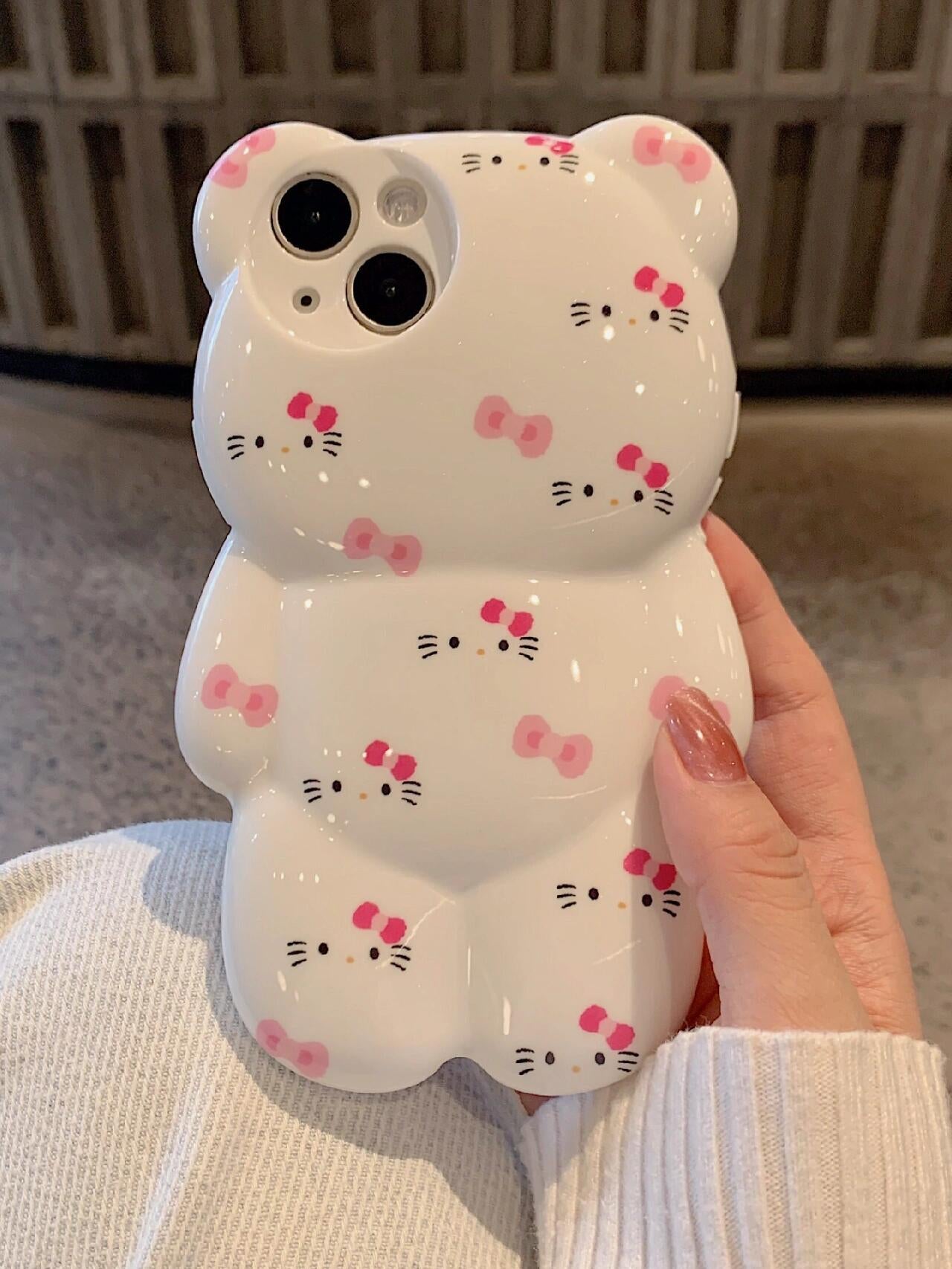 3D bear-shaped Hellokitty White Cute Kawaii Phone Case #0181