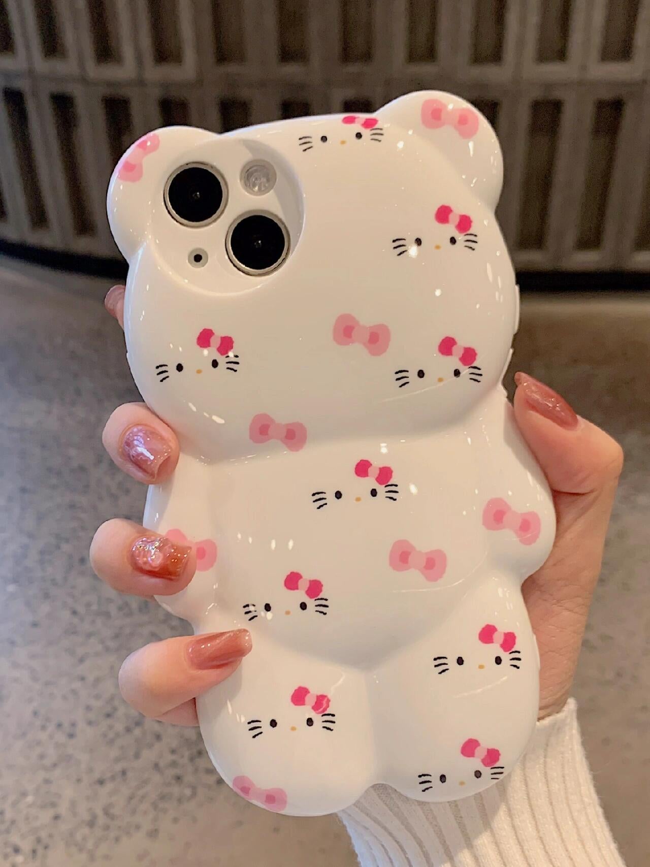 3D bear-shaped Hellokitty White Cute Kawaii Phone Case #0181