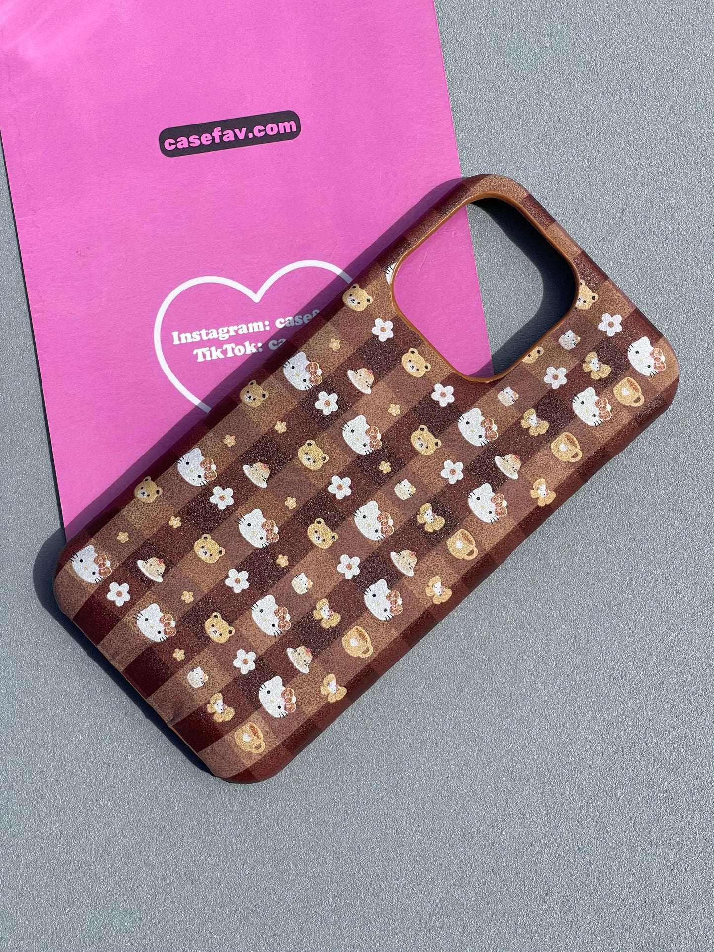 Hellokitty Brown Bear Flower PU Cute Kawaii Phone Case #0306