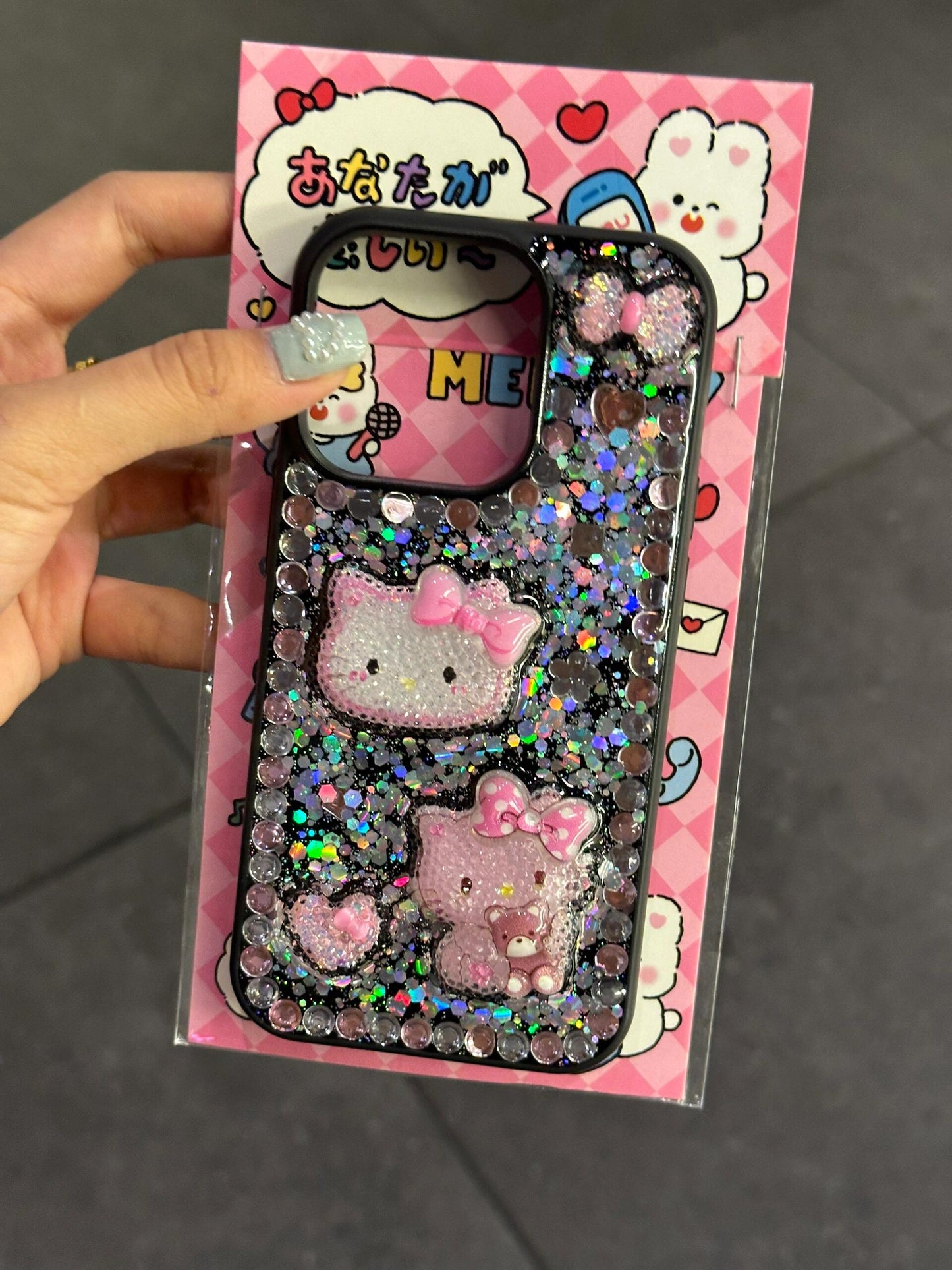 Hellokitty 3D Pattern Rhinestone Handmade Diamond Clear Phone Case #0051