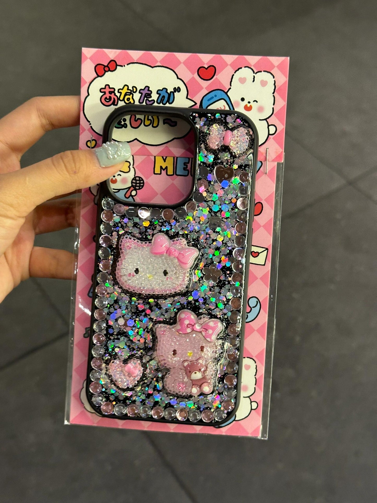 Hellokitty 3D Pattern Rhinestone Handmade Diamond Clear Phone Case #0051