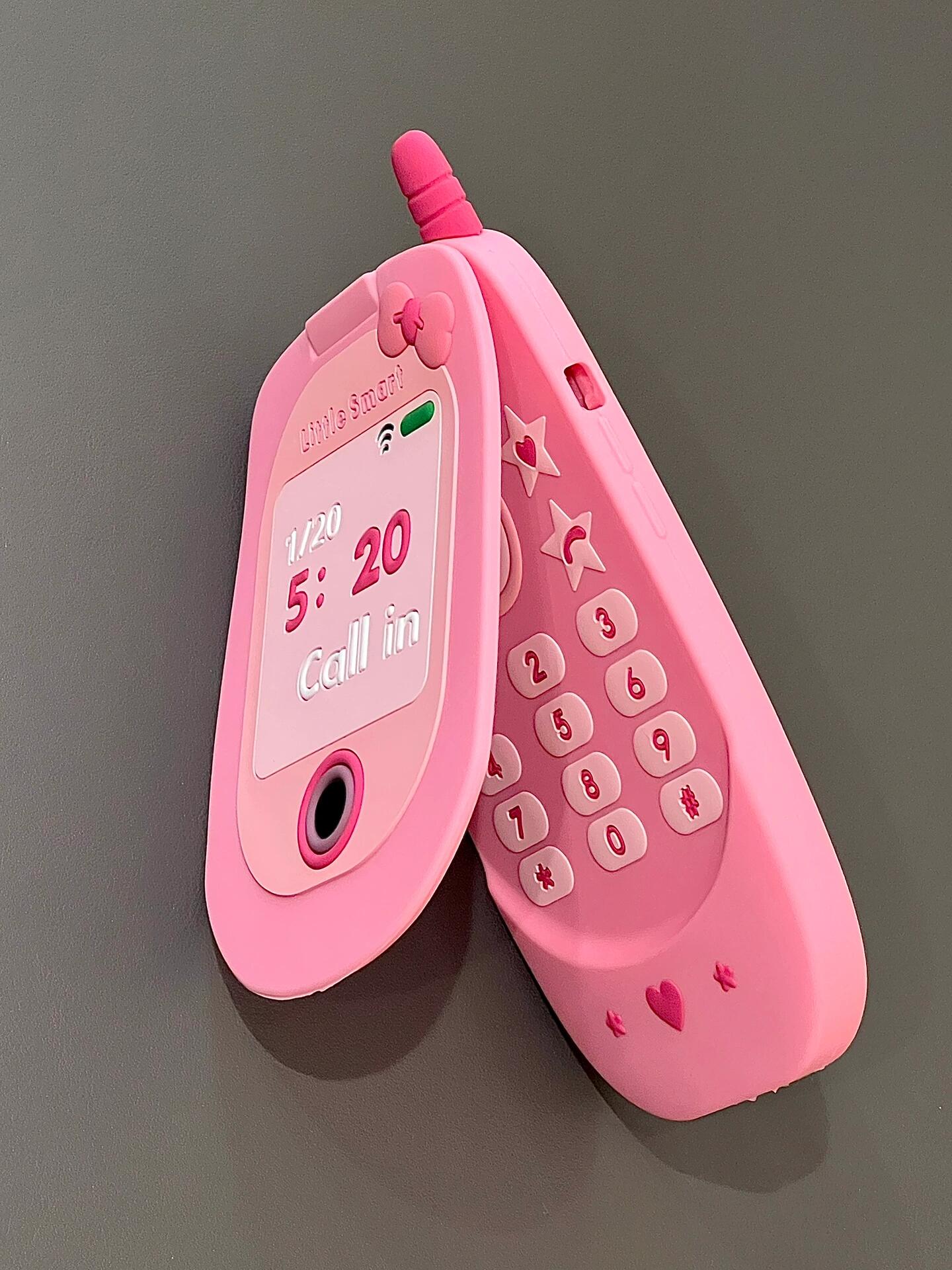 Pink Folding Phone Shape Silicone Cute Kawaii Phone Case #0186