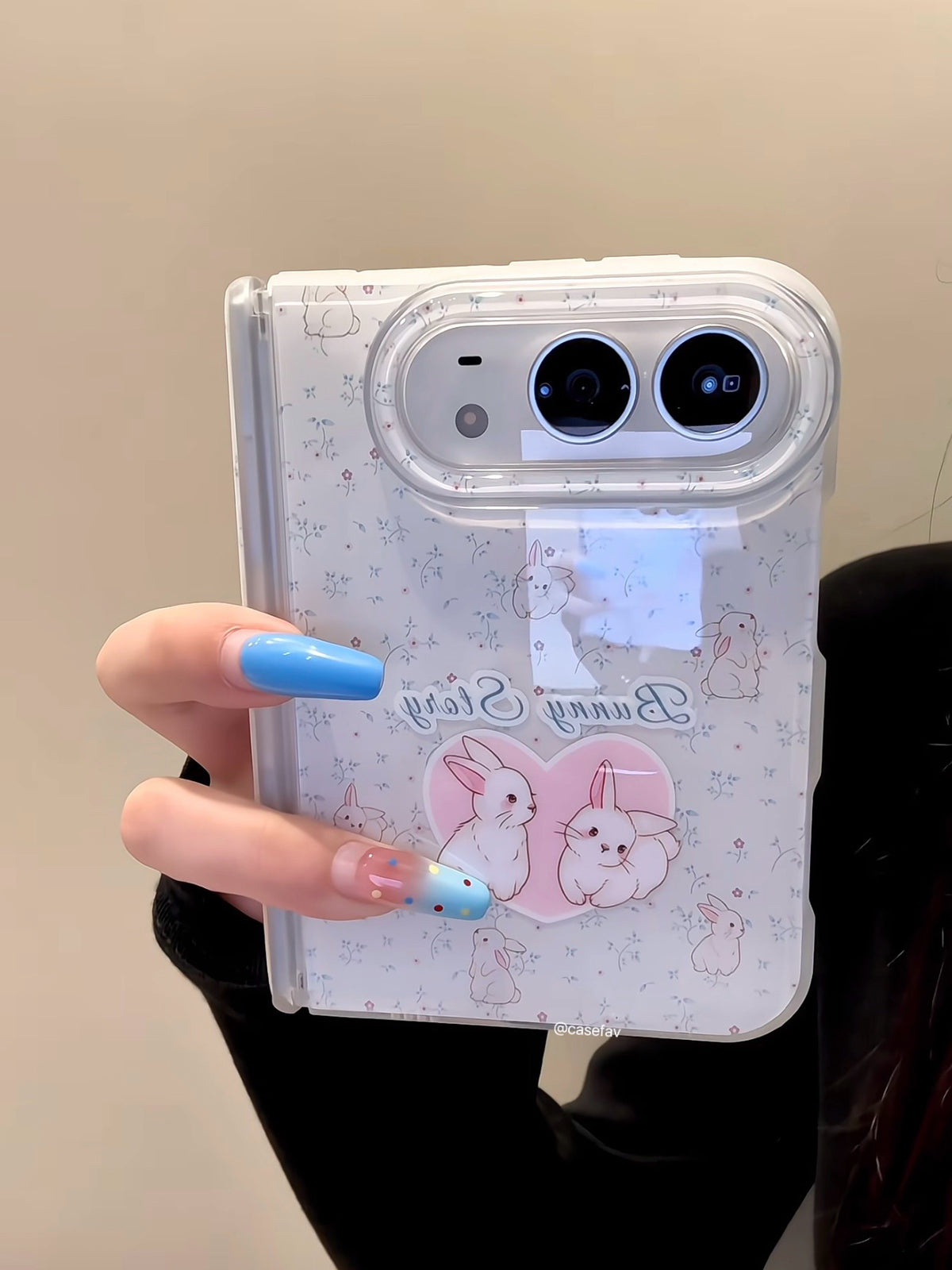 White Floral Rabbit iPhone Duo Case #0670