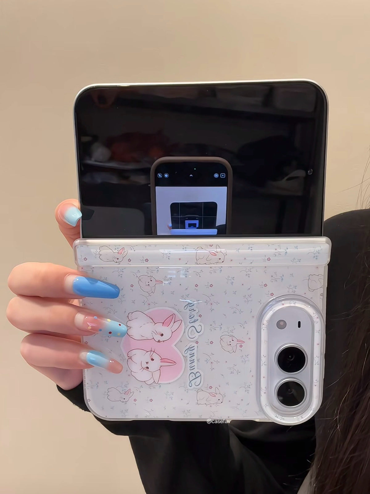 White Floral Rabbit iPhone Duo Case #0670