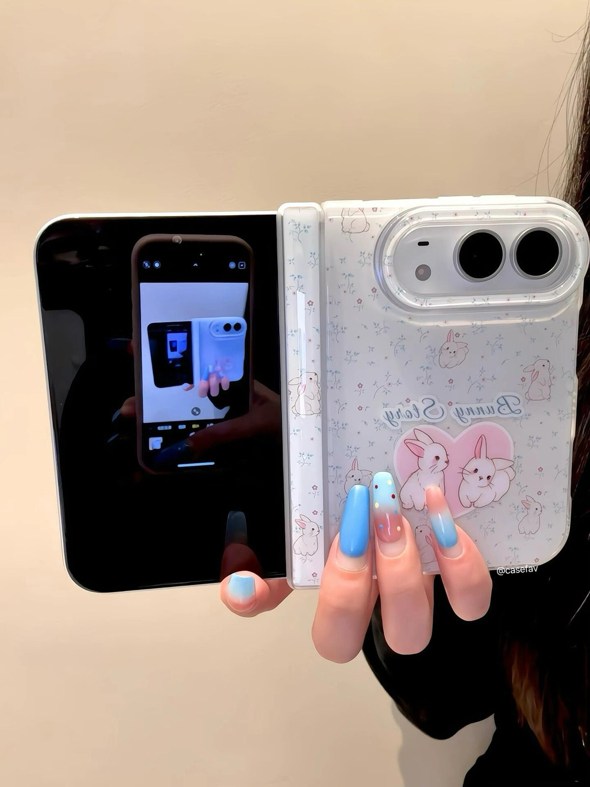 White Floral Rabbit iPhone Duo Case #0670