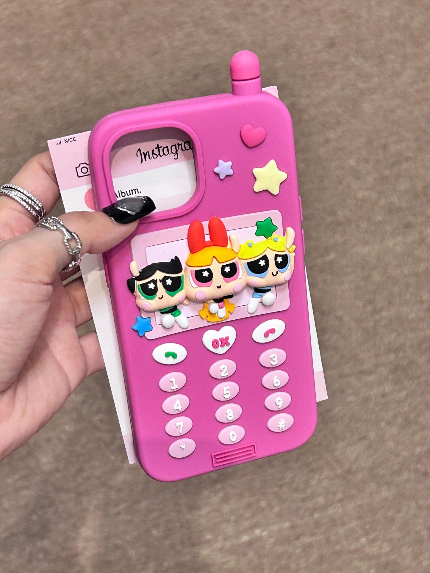 Pink Powerpuff Girls Phone Keypads Silicone Cute Kawaii Phone Case #0210