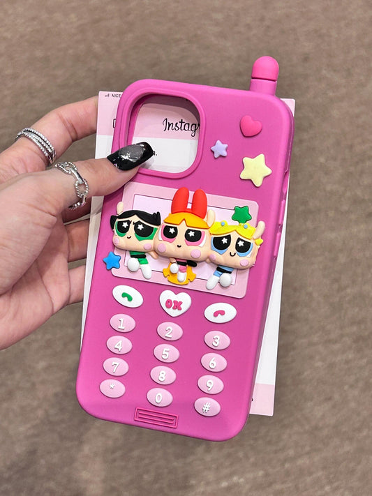 Pink Powerpuff Girls Phone Keypads Silicone Cute Kawaii Phone Case #0210