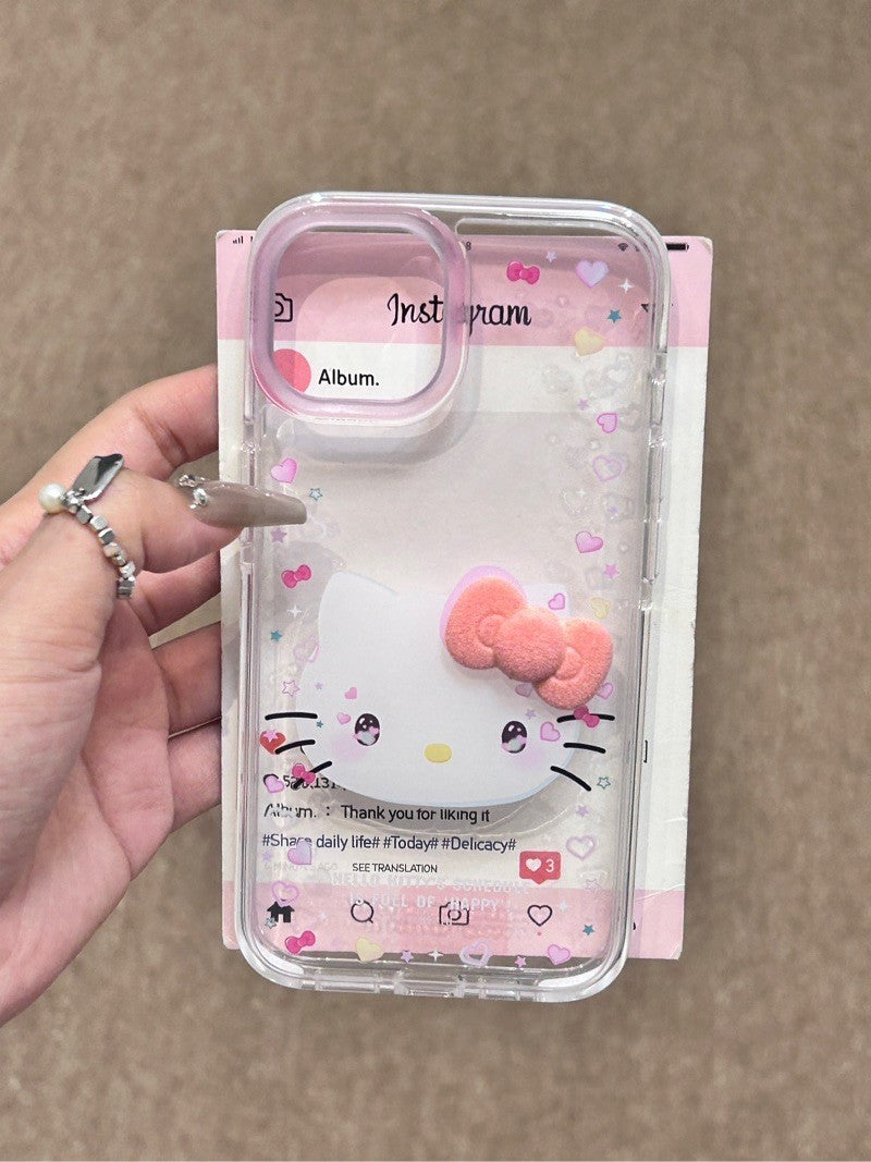 Hellokitty 3D Pink Bowtie Clear Cute Kawaii Phone Case #0205