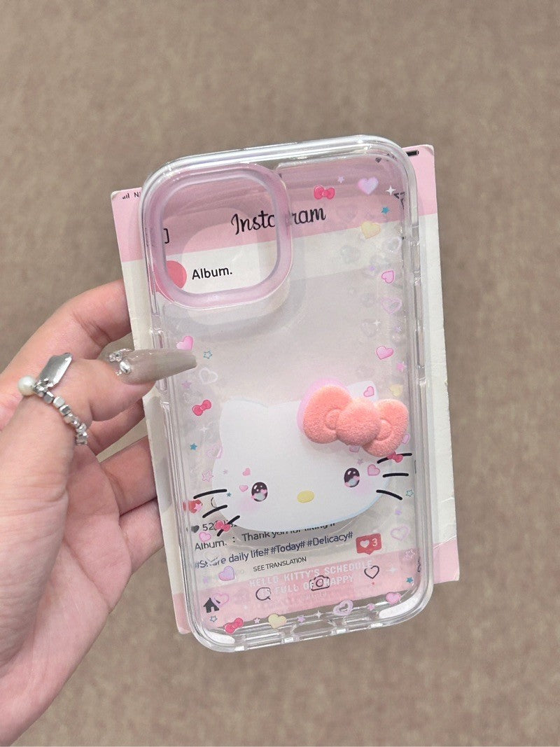 Hellokitty 3D Pink Bowtie Clear Cute Kawaii Phone Case #0205