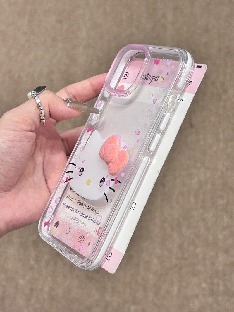 Hellokitty 3D Pink Bowtie Clear Cute Kawaii Phone Case #0205