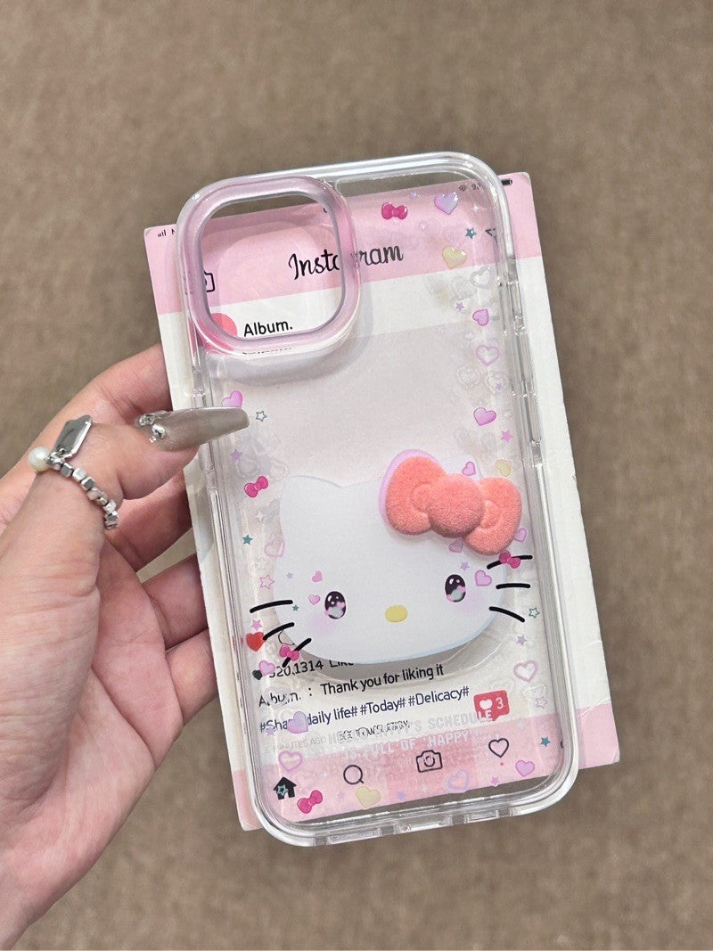 Hellokitty 3D Pink Bowtie Clear Cute Kawaii Phone Case #0205