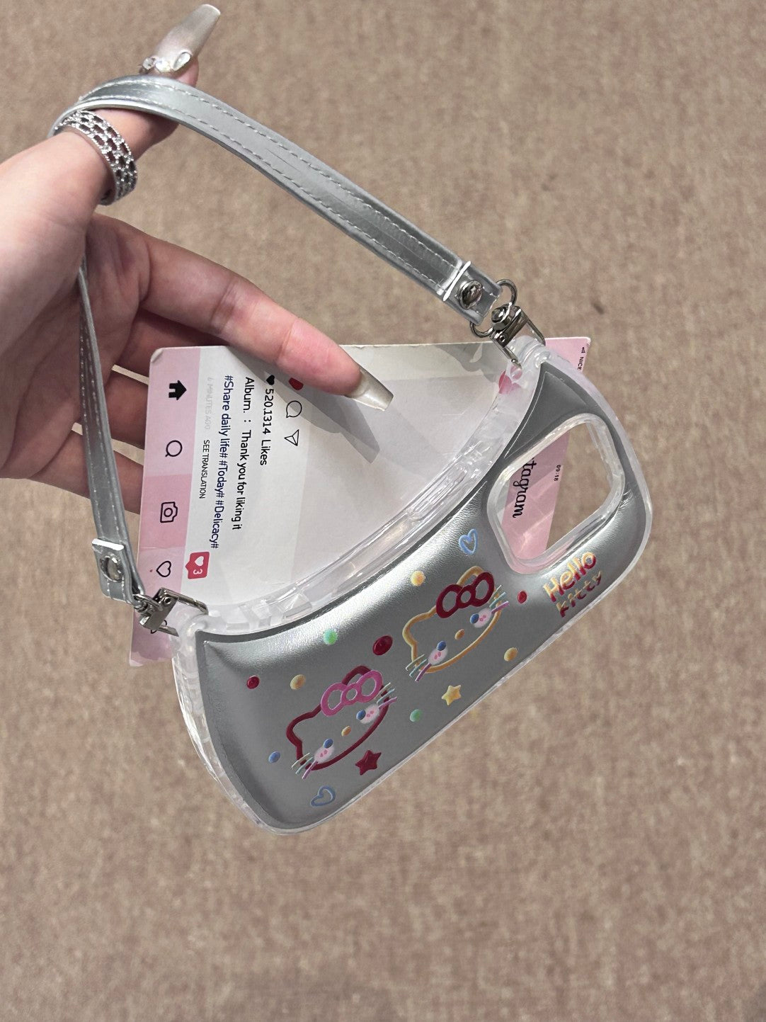 Hellokitty Silver Handbag Cute Kawaii Phone Case #0202