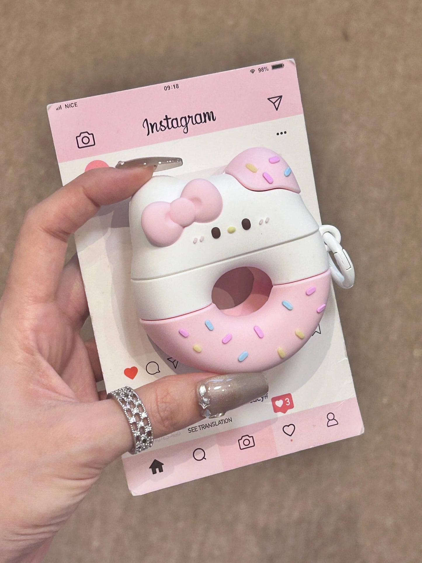 Hellokitty Doughnut Shape Silicone Cute Kawaii AirPods Case #0197