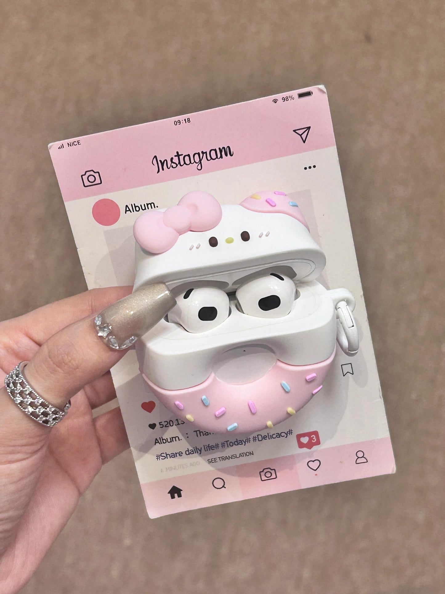 Hellokitty Doughnut Shape Silicone Cute Kawaii AirPods Case #0197