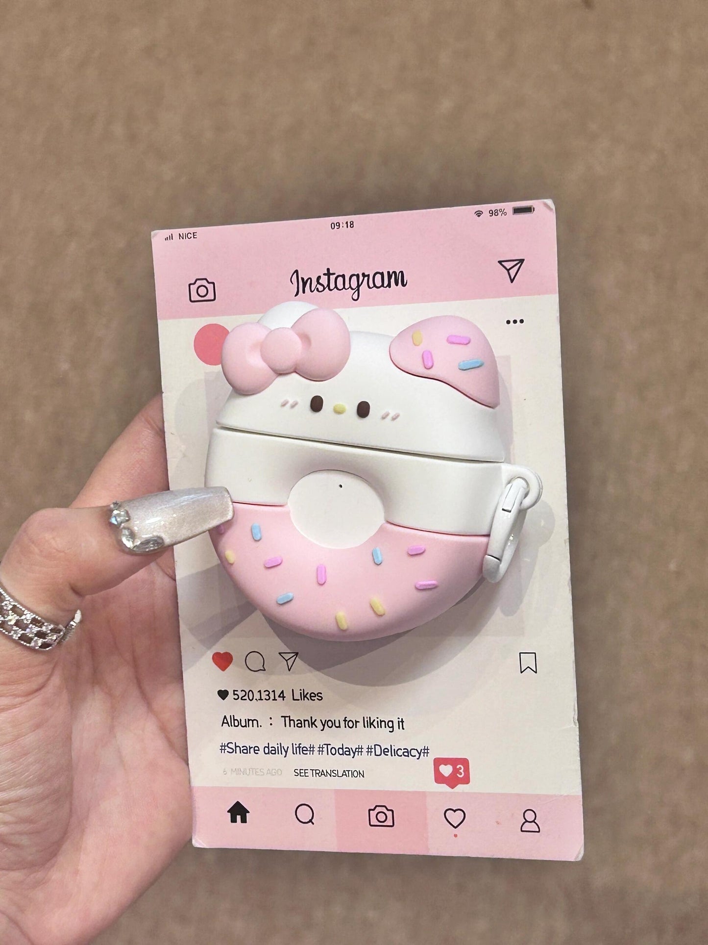 Hellokitty Doughnut Shape Silicone Cute Kawaii AirPods Case #0197