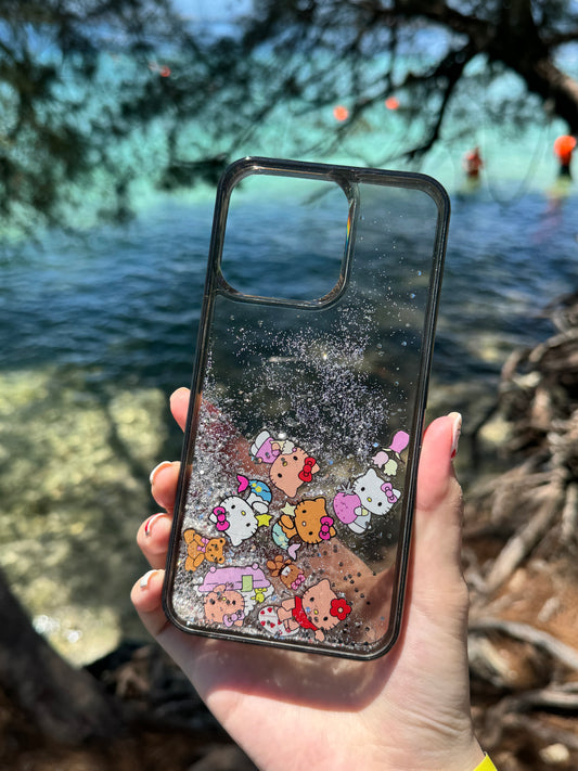 Tan Hellokitty Bling Glitter Liquid Quicksand Cute Kawaii Phone Case #0039