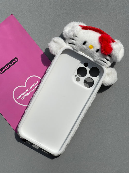 Hellokitty White Plush Top of phone Cute Kawaii Phone Case #0309