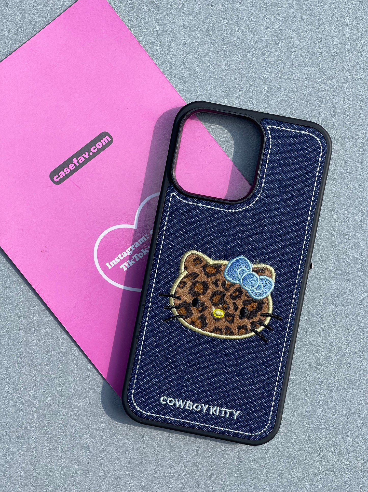 Hellokitty Leopard Print Denim Cute Kawaii Phone Case #0319