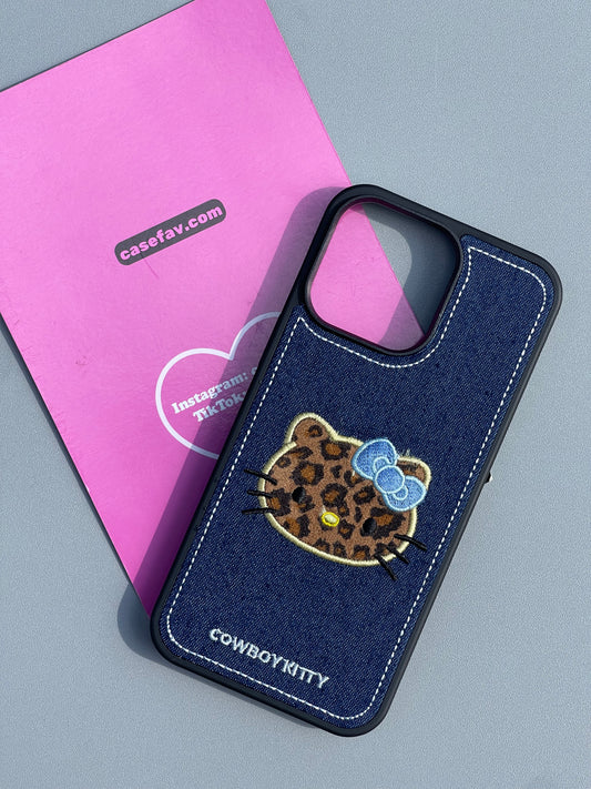 Hellokitty Leopard Print Denim Cute Kawaii Phone Case #0319