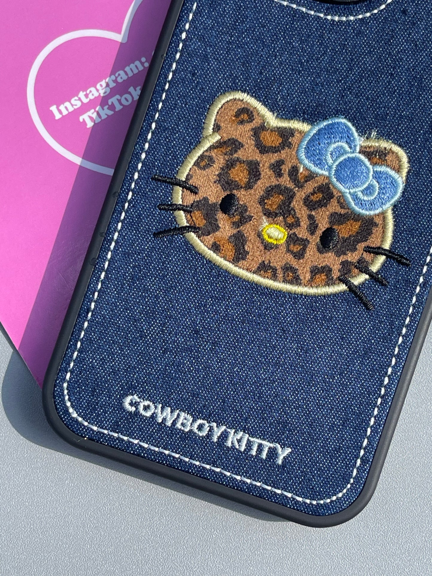 Hellokitty Leopard Print Denim Cute Kawaii Phone Case #0319